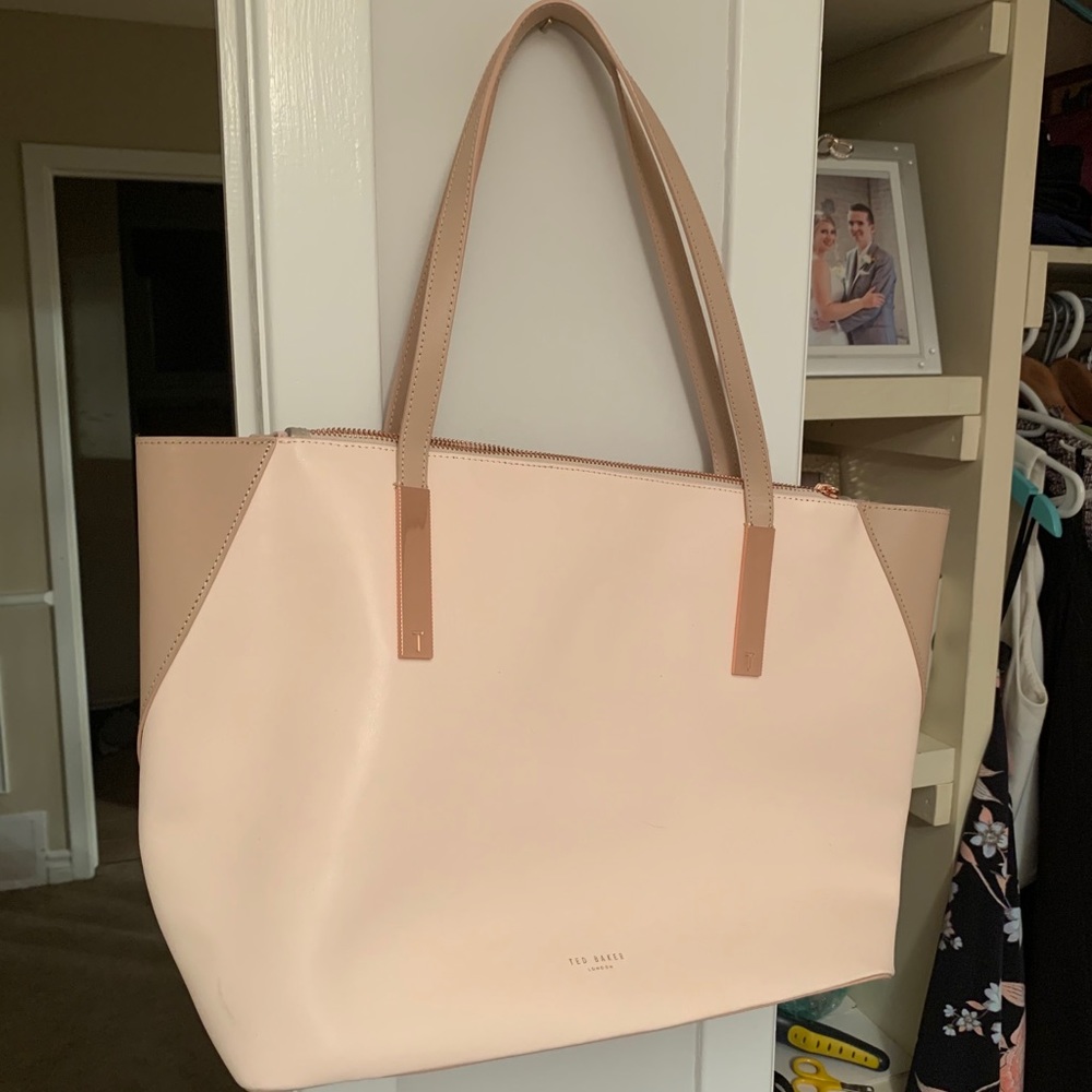 Striking colorblock pink & rose gold Ted Baker bag